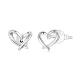925 Sterling Silver White Gold Plated Earrings 0.7x0.8cm for Women