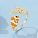 925 Sterling Silver Enamel Gold-Plated Ring for Women
