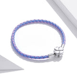 925 Sterling Silver Oxidized Silver Leather 17cm Bracelet