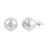 925 Sterling Silver Earrings with CZ and Synthetic Pearl for Women