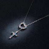 925 Sterling Silver Plated Necklace with Adjustable Length 42.5cm and CZ for Women