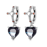 925 Sterling Silver Earrings with Pavé Setting CZ - Oxidized Silver - 2.3cm x 0.9cm - For Women