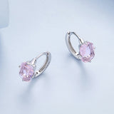 925 Sterling Silver Earrings with Transparent Glass, 12x7mm, for Women