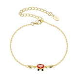 925 Sterling Silver Gold Plated CZ Bracelet 15+6cm for Women