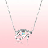 925 Sterling Silver Opal Necklace with CZ and Platinum Plating, Adjustable Length 45cm, Women’s Jewelry