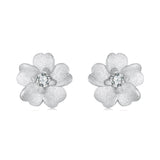 925 Sterling Silver Earrings with Pavé Setting CZ and White Gold Plating, 0.8cm for Women