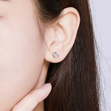 925 Sterling Silver Earrings with Pavé Setting CZ, Size 0.6*0.7cm, for Women