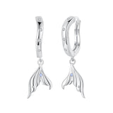 925 Sterling Silver Earrings with Nano Opal Stone and CZ in White Gold Finish
