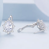 925 Sterling Silver Platinum Plated CZ Pavé Setting Earrings