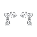 925 Sterling Silver Earrings with Pavé Setting CZ in Oxidized Silver