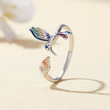 925 Sterling Silver Enamel Pavé Setting Ring for Women