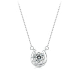 925 Sterling Silver Moissanite Necklace with Pavé Setting, 1 Carat, 400mm Length for Women