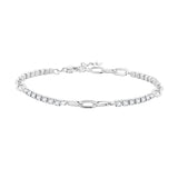 925 Sterling Silver Bracelet with Pavé Setting CZ, Platinum Plated, 14.5+3cm, for Women