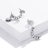 925 Sterling Silver Earrings with Translucent Opal and CZ in Oxidized Finish