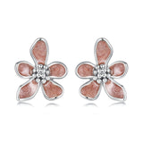925 Sterling Silver White Gold Plated Enamel Earrings 0.9*1.0cm for Women