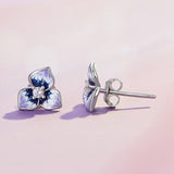 925 Sterling Silver Enamel CZ Earrings 8mm x 10mm for women