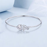925 Sterling Silver Bracelet with CZ, 17mm, White Gold Plated, For Women