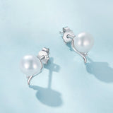 925 Sterling Silver Pavé Setting CZ & Natural Fresh Water Earrings for Women - 10*7mm