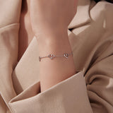 925 Sterling Silver 15+6cm 0.8cm Heart White Gold Plated Bracelet for Women