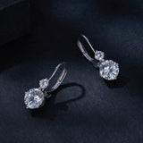 925 Sterling Silver Moissanite Earring with Pavé Setting, 6.5mm, for Women