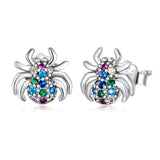 925 Sterling Silver Earrings with Pavé Setting CZ, Oxidized Silver, 0.7*0.8 cm for Women