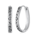 925 Sterling Silver Earrings for Women - 2.0*0.3cm, Inner Diameter 1.7cm, Oxidized Silver
