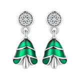 925 Sterling Silver Earrings with Enamel and Pavé Set CZ in Oxidized Silver