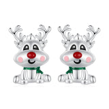925 Sterling Silver Enamel Earrings 12x9mm