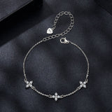 925 Sterling Silver & Plated White Gold Moissanite Bracelet 15+6cm for Women