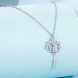 925 Sterling Silver Necklace with CZ in Pavé Setting, 400+50mm Length for Women
