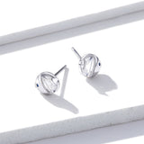 925 Sterling Silver Earrings with Pavé Setting CZ, Size 0.6*0.7cm, for Women
