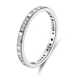 925 Sterling Silver Oxidized 0.18cm Wide Pavé Setting CZ Ring for Women - Size 6.0