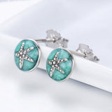925 Sterling Silver Oxidized Enamel Earrings