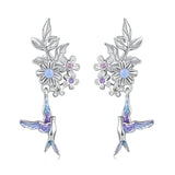 925 Sterling Silver Earrings with Nano Opal Stone and White Gold Plating