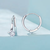 925 Sterling Silver Earrings with Pavé Setting CZ, Platinum Plated, 15x7mm for Women