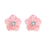 925 Sterling Silver Earrings with High-Quality Nacre and Pavé CZ, Oxidized Silver