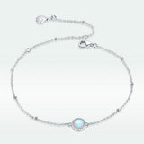 925 Sterling Silver Opal Bracelet for Women - Adjustable Size, Translucent Color