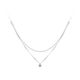 925 Sterling Silver Necklace with 8x6mm Pavé Setting CZ Pendant for Women