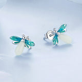 925 Sterling Silver Earrings with Luminous Stone in 10x12mm
