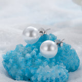 925 Sterling Silver Earrings with Quality Shell Pearl in White Gold Plating for Women