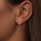 925 Sterling Silver Earrings with Pavé Setting CZ in White Gold, 1.2*0.6cm for Women