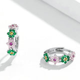 925 Sterling Silver Earrings with CZ in Pavé Setting - 1.3x0.4cm for Women