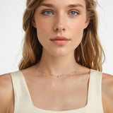 925 Sterling Silver Plated White Gold Pendant Necklace with CZ Charm for Women 38+6cm