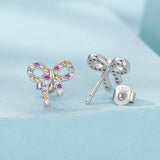 925 Sterling Silver White Gold Plated Pavé Setting CZ Earrings 1.0cm for Women