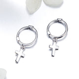 925 Sterling Silver Earrings Plated Platinum 1.9*0.5cm for Women