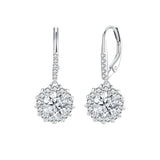 925 Sterling Silver Moissanite 1ct Earrings 26x11mm Pavé White Gold for Women