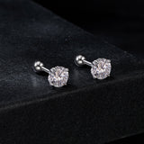 925 Sterling Silver 5mm Moissanite Earrings with White Gold Plating for Women