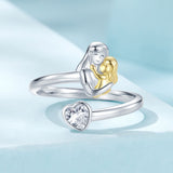 925 Sterling Silver White Gold Plated Ring with CZ - 3mm
