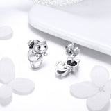 925 Sterling Silver Earrings with Pavé Setting in Oxidized Finish