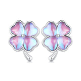 925 Sterling Silver Transparent Glass Earrings for Women